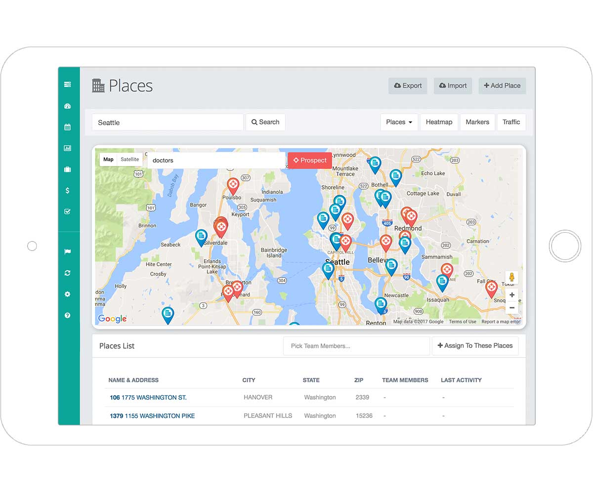 Sales Mapping Software Map Territory, Accounts, Customers Outfield