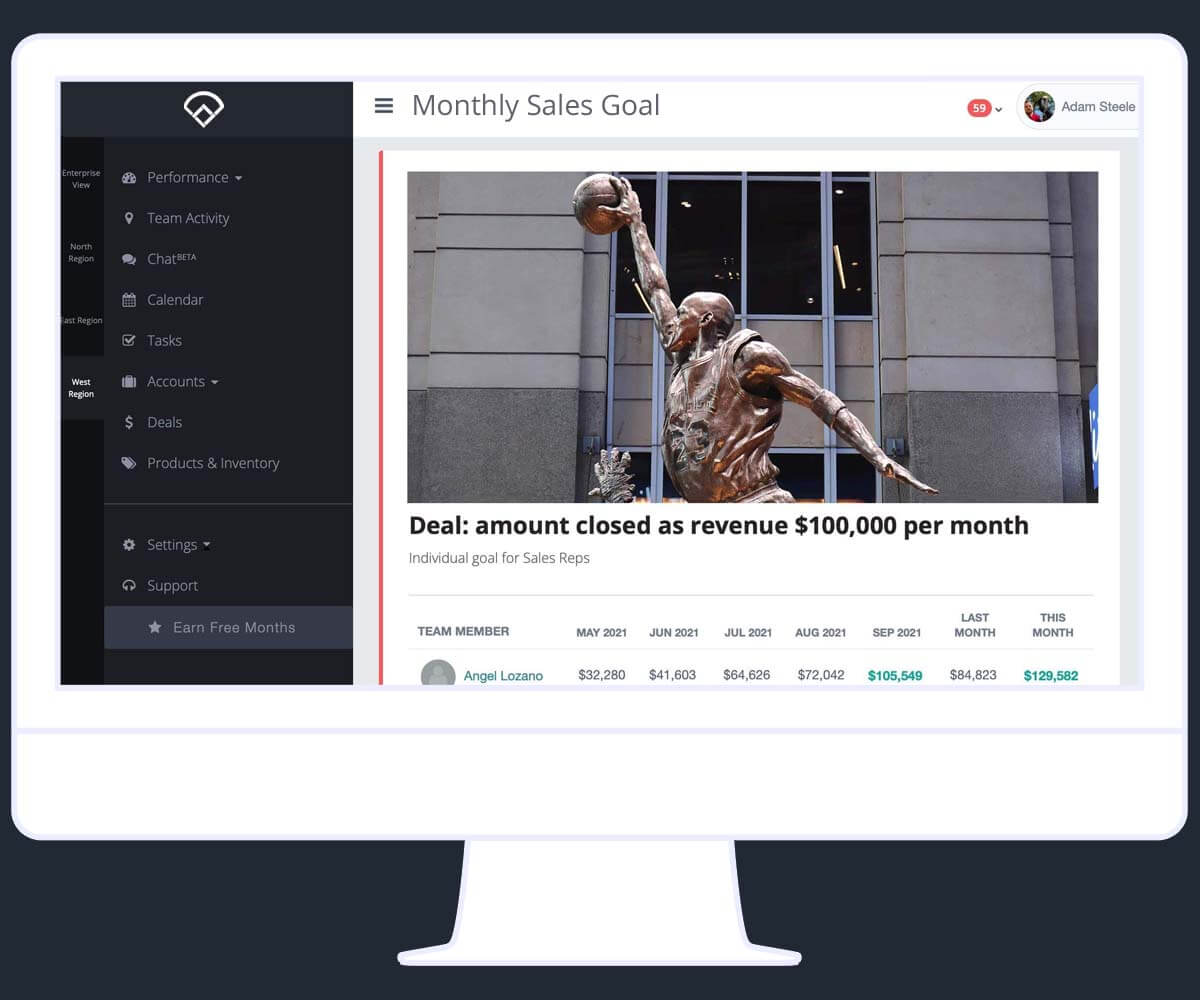 CRM Software Platform With Goal Tracking